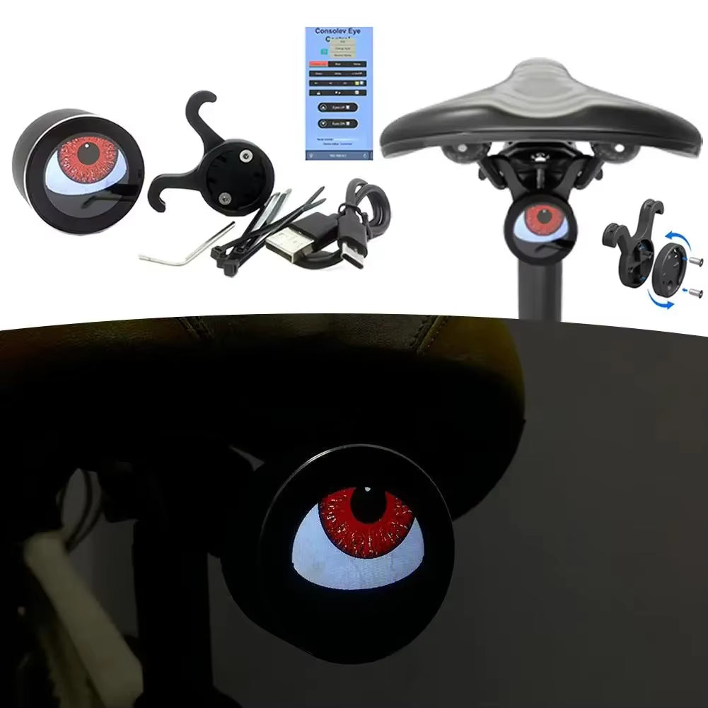 Bicycle Dynamic Devil Eyes LED Light Motorcycle Taillight Bike Scooter Waterproof Charging Taillight Motorbike Retrofit Kit