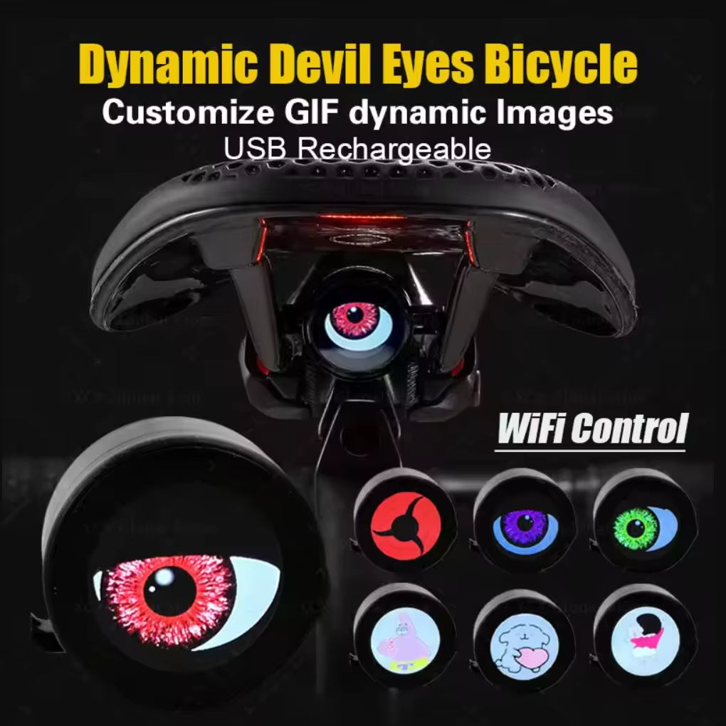 Bicycle Dynamic Devil Eyes LED Light Motorcycle Taillight Bike Scooter Waterproof Charging Taillight Motorbike Retrofit Kit